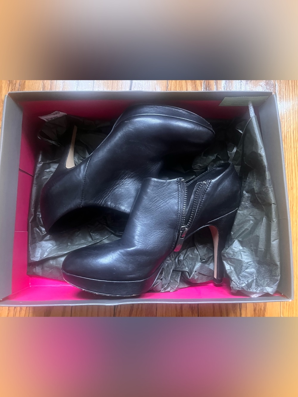 Vince Camuto Black Leather Ankle Boots